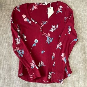 Lucky Brand floral burgundy knit top